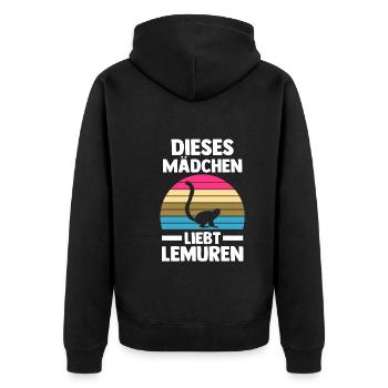 Lemur - Unisex Premium Bio Zip Hoodie - Schwarz - Hinten - Nico (187cm)