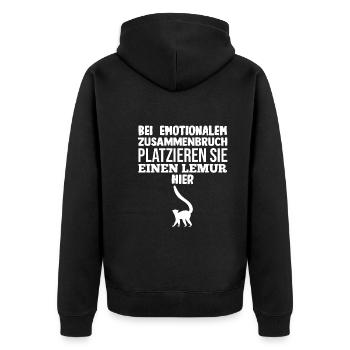 Lemur - Unisex Premium Bio Zip Hoodie - Schwarz - Hinten - Nico (187cm)