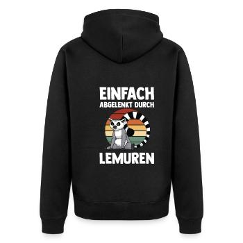 Lemur - Unisex Premium Bio Zip Hoodie - Schwarz - Hinten - Nico (187cm)