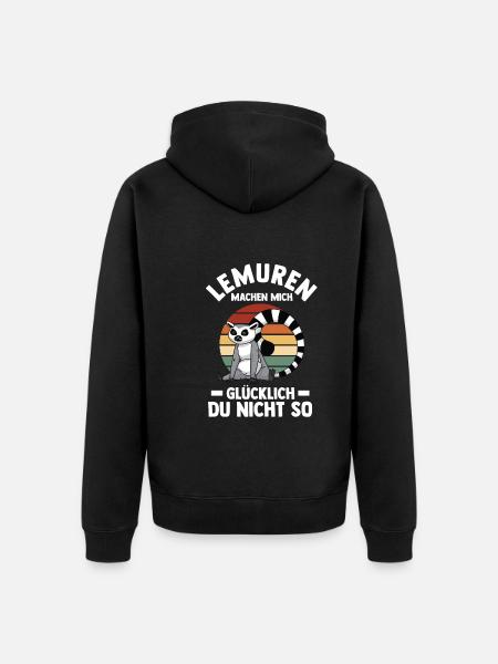 Lemur - Unisex Premium Bio Zip Hoodie - Schwarz