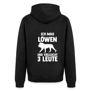 Löwe Löwen - Unisex Premium Bio Zip Hoodie - Schwarz - Hinten - Nico (187cm)