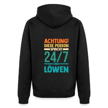 Löwe Löwen - Unisex Premium Bio Zip Hoodie - Schwarz - Hinten - Nico (187cm)