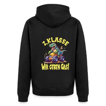 Schuljahr 2 - Unisex Premium Bio Zip Hoodie - Schwarz - Hinten - Nico (187cm)