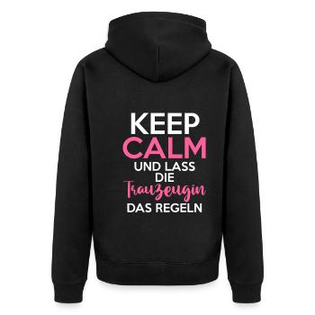 Hochzeit Junggesellenabschied Trauzeugin - Unisex Premium Bio Zip Hoodie - Schwarz - Hinten - Nico (187cm)