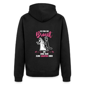Braut Hochzeit Heiraten Junggesellenabschied - Unisex Premium Bio Zip Hoodie - Schwarz - Hinten - Nico (187cm)
