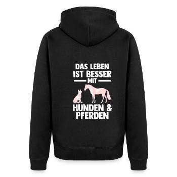 Hunde Pferdeliebhaber Hundeliebhaber Pferde - Unisex Premium Bio Zip Hoodie - Schwarz - Hinten - Nico (187cm)