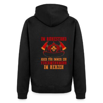 Feuerwehrmann Rentner Ruehstand Rante Feuerwehr - Unisex Premium Bio Zip Hoodie - Schwarz - Hinten - Nico (187cm)