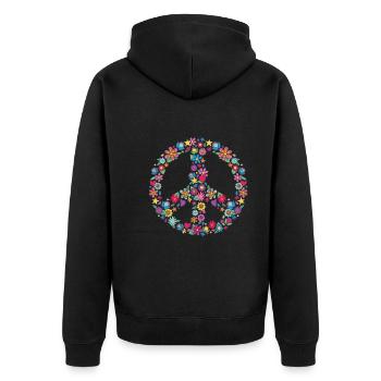 Hippy - Unisex Premium Organic Zip Hoodie - black - Back - Nico (187cm)
