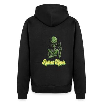 Hippy - Unisex Premium Organic Zip Hoodie - black - Back - Nico (187cm)