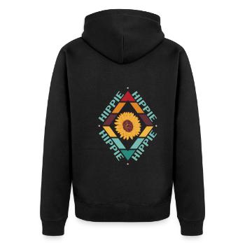 Hippy - Unisex Premium Organic Zip Hoodie - black - Back - Nico (187cm)