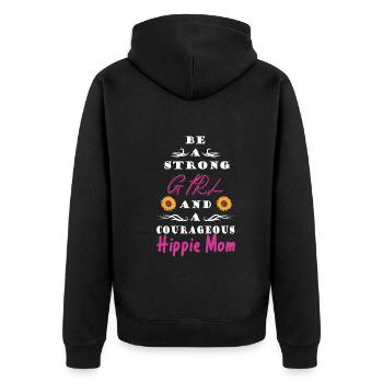 Hippy - Unisex Premium Organic Zip Hoodie - black - Back - Nico (187cm)