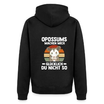Opossum - Unisex Premium Bio Zip Hoodie - Schwarz - Hinten - Nico (187cm)
