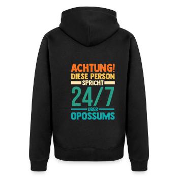 Opossum - Unisex Premium Bio Zip Hoodie - Schwarz - Hinten - Nico (187cm)
