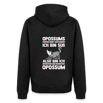 Opossum - Unisex Premium Bio Zip Hoodie - Schwarz - Hinten - Nico (187cm)