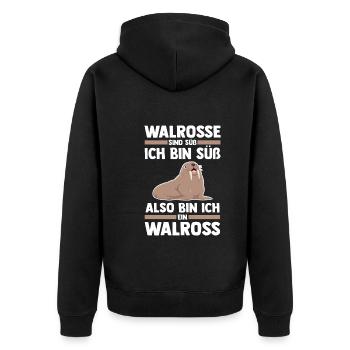 Walross - Unisex Premium Bio Zip Hoodie - Schwarz - Hinten - Nico (187cm)