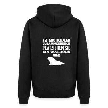 Walross - Unisex Premium Bio Zip Hoodie - Schwarz - Hinten - Nico (187cm)