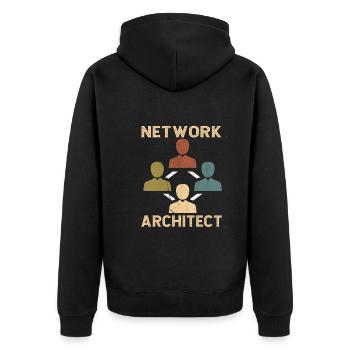 Network Engineer - Unisex Premium Bio Zip Hoodie - Schwarz - Hinten - Nico (187cm)