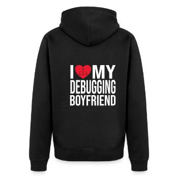 Network Engineer - Unisex Premium Bio Zip Hoodie - Schwarz - Hinten - Nico (187cm)