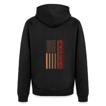 Network Engineer - Unisex Premium Bio Zip Hoodie - Schwarz - Hinten - Nico (187cm)