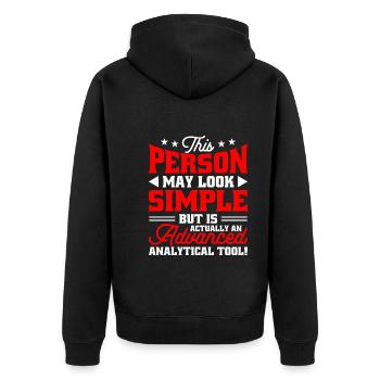 Daten Analytiker Datenschutz Beauftragter - Unisex Premium Bio Zip Hoodie - Schwarz - Hinten - Nico (187cm)