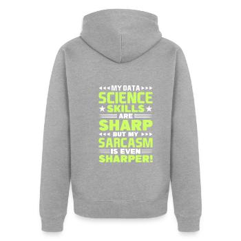 Daten Analytiker Datenschutz Beauftragter - Unisex Premium Bio Zip Hoodie - Grau meliert - Hinten - Nico (187cm)