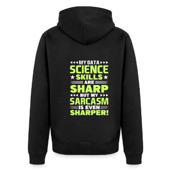 Daten Analytiker Datenschutz Beauftragter - Unisex Premium Bio Zip Hoodie - Schwarz - Hinten - Nico (187cm)