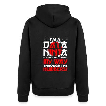 Daten Analytiker Datenschutz Beauftragter - Unisex Premium Bio Zip Hoodie - Schwarz - Hinten - Nico (187cm)