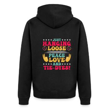 Hippy - Unisex Premium Organic Zip Hoodie - black - Back - Nico (187cm)
