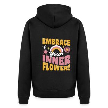 Hippy - Unisex Premium Organic Zip Hoodie - black - Back - Nico (187cm)