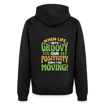 Hippy - Unisex Premium Organic Zip Hoodie - black - Back - Nico (187cm)