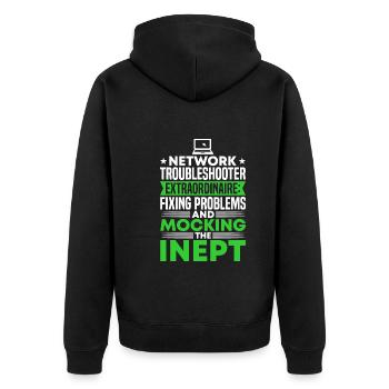 Network Engineer - Unisex Premium Bio Zip Hoodie - Schwarz - Hinten - Nico (187cm)