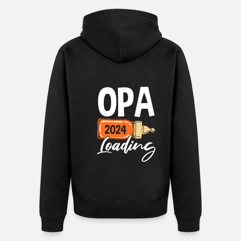 Werdender Opa 2024 - Unisex Premium Bio Zip Hoodie - Schwarz