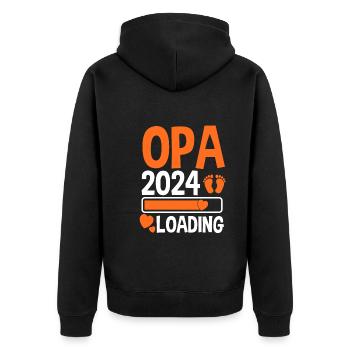 Werdender Opa 2025 - Unisex Premium Bio Zip Hoodie - Schwarz - Hinten - Nico (187cm)