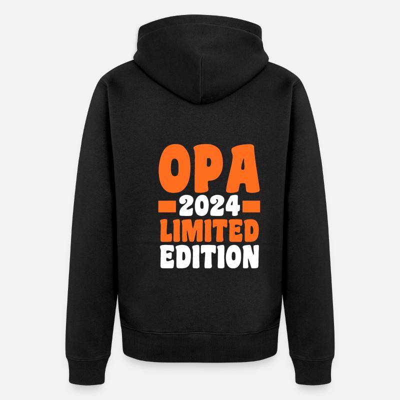Werdender Opa 2026 - Unisex Premium Bio Zip Hoodie - Schwarz