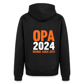 Werdender Opa 2039 - Unisex Premium Bio Zip Hoodie - Schwarz - Hinten - Nico (187cm)