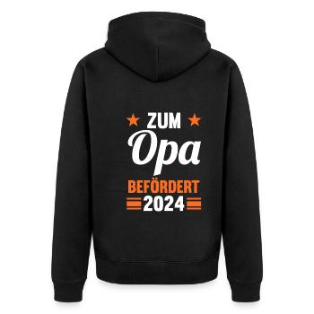 Werdender Opa 2042 - Unisex Premium Bio Zip Hoodie - Schwarz - Hinten - Nico (187cm)