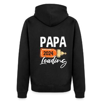 Werdender Papa 2024 - Unisex Premium Bio Zip Hoodie - Schwarz - Hinten - Nico (187cm)