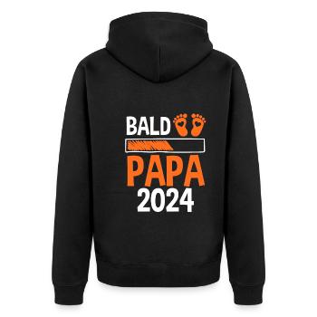 Werdender Papa 2029 - Unisex Premium Bio Zip Hoodie - Schwarz - Hinten - Nico (187cm)