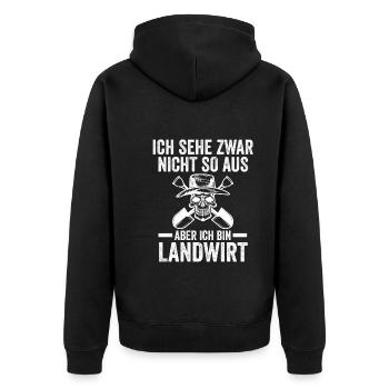Landwirtschaft Bauer Landwirt - Unisex Premium Bio Zip Hoodie - Schwarz - Hinten - Nico (187cm)