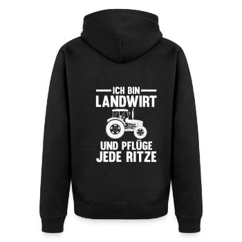 Landwirtschaft Bauer Landwirt - Unisex Premium Bio Zip Hoodie - Schwarz - Hinten - Nico (187cm)