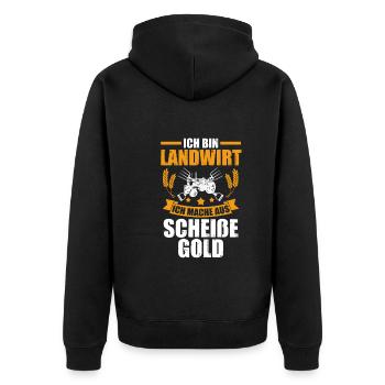 Landwirtschaft Bauer Landwirt - Unisex Premium Bio Zip Hoodie - Schwarz - Hinten - Nico (187cm)
