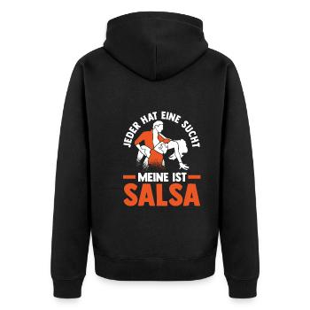 Salsa Tanz Tänzer - Unisex Premium Bio Zip Hoodie - Schwarz - Hinten - Nico (187cm)