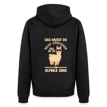 Alpaka - Unisex Premium Bio Zip Hoodie - Schwarz - Hinten - Nico (187cm)