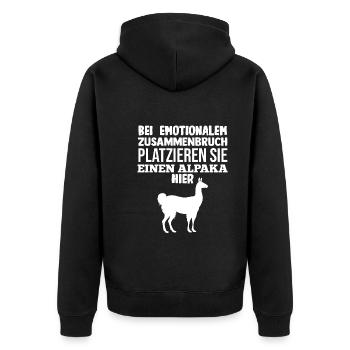 Alpaka - Unisex Premium Bio Zip Hoodie - Schwarz - Hinten - Nico (187cm)