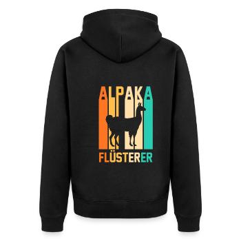 Alpaka - Unisex Premium Bio Zip Hoodie - Schwarz - Hinten - Nico (187cm)