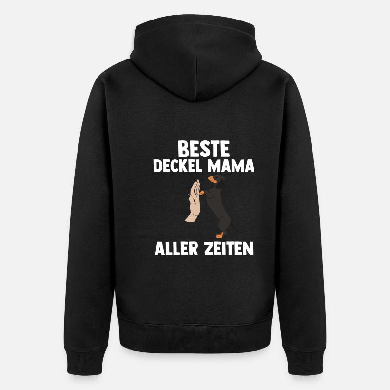 Hund Mutter Mama Dackel - Unisex Premium Bio Zip Hoodie - Schwarz