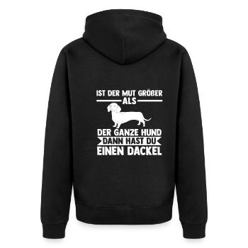 Hund Dackel - Unisex Premium Bio Zip Hoodie - Schwarz - Hinten - Nico (187cm)