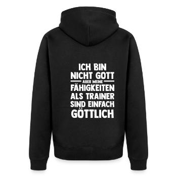 Sportmannschaft Trainer - Unisex Premium Bio Zip Hoodie - Schwarz - Hinten - Nico (187cm)