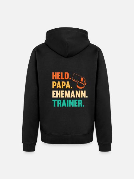 Vater Papa Trainer - Unisex Premium Bio Zip Hoodie - Schwarz