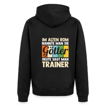 Sportmannschaft Trainer - Unisex Premium Bio Zip Hoodie - Schwarz - Hinten - Nico (187cm)